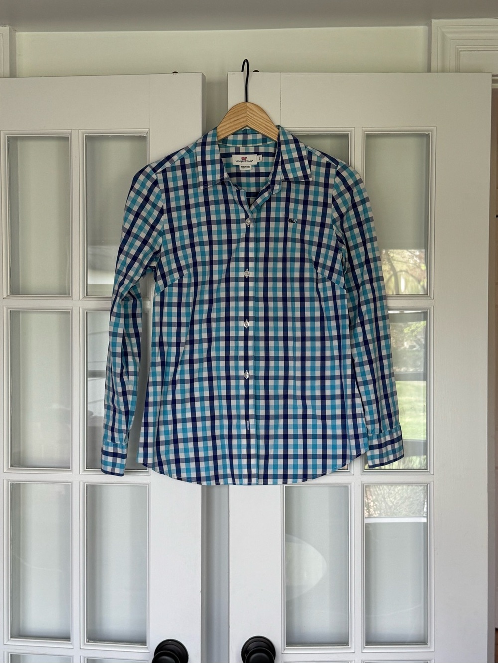 Vineyard Vines Blue & White Check Long-Sleeve Shirt